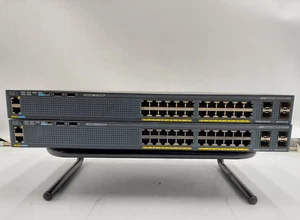2x Cisco WS-C2960X-24TS-L Catalyst 2960-X 24 Port Gigabit Switch w/ C2960X-STACK - Picture 1 of 7