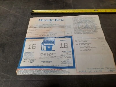1985 Mercedes Benz 380 SL оригинальный дилер окно продажи стикер  - Изображение 1 из 4