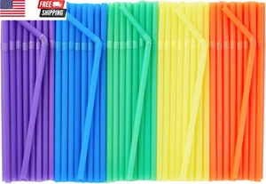 Flexible Plastic Drinking Straws, Disposable Bendable Straws Bulk Set for Smooth - Picture 1 of 9