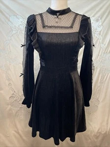 NWT Dark In Love Dolls Kill Gothic Lolita Dress Black Velvet Sparkle Crucifix XL - Picture 1 of 6