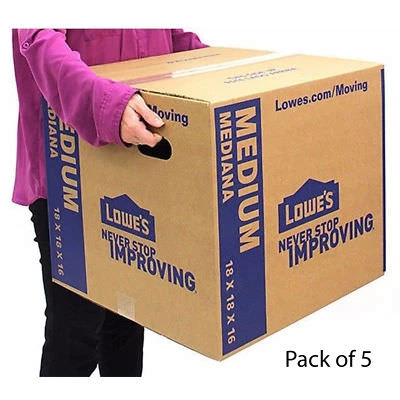 Pack of 5 Medium Cardboard Boxes 18" x 16" Moving Plain Shipping PackingSupplies - Image 1 of 4
