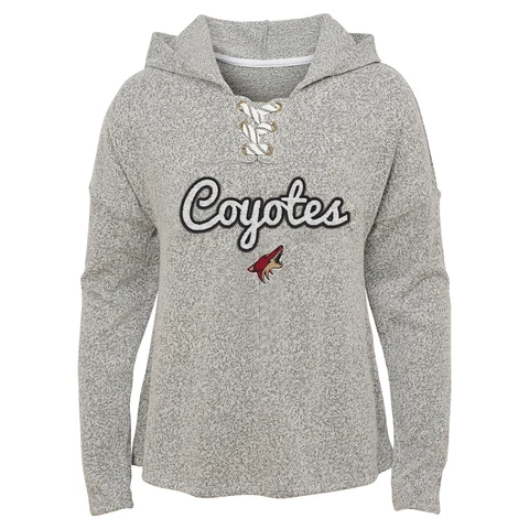 Arizona Coyotes NHL Girl's Youth (7-16) Zenith Pullover Long Sleeve Hoodie, Grey Cover