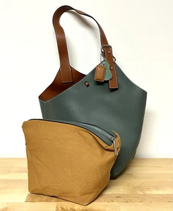 MDBM Cholet Leather Tote and Zipper Pouch Celeste Two Tone Handmade Featherlight - Bild 1 von 12