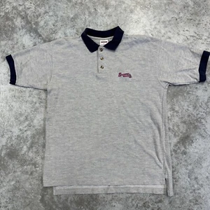 Vintage Atlanta Braves polo shirt mens Large gray MLB 90s collared cotton USA - Picture 1 of 6