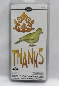 Thanks Bird and Flourish Sizzix Sizzlits Die Set 657790 Set Of 3 Medium DiesNEW! - Picture 1 of 2