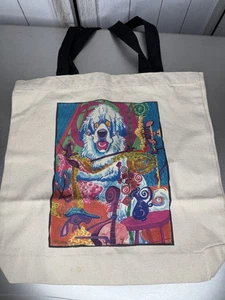 Vintage Creme Leinwand Bunt KÜNSTLER Kunst BEUTELTASCHE Tasche Nebel Tier Farbe Spritz - Bild 1 von 6