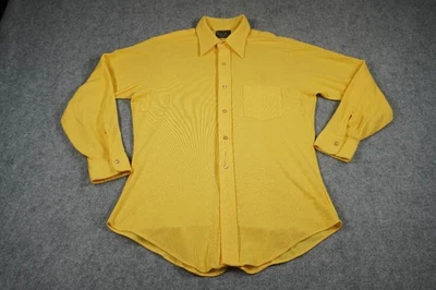 Camisa De Colección Sears Premiere Perma Prest Años 70 Duralon Amarillo Abotonada Ajuste Foto 1 de 4