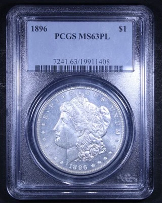 1896 Morgan Silver Dollar - $1 PCGS MS63 PL - Proof Like - Image 1 of 4