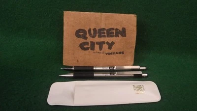 Винтажный зебра из нержавеющей стали ручка/карандаш набор с мешочком M-301 .5 мм, F-301 1980-х эпохи - Изображение 1 из 4