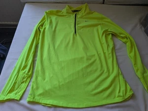 Nike Running Dry Fit Neon Green 3/4 Zip Up SIZE L #J022 - Picture 1 of 9
