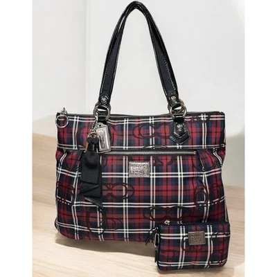 Coach 18713 Poppy Signature Tartan Glam Tote & Matching Wristlet    - Image 1 of 4