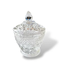 Anchor Hocking Wexford Sugar Bowl w Lid Cut Glass Apothecary Jar Crystal Vintage - Picture 1 of 8