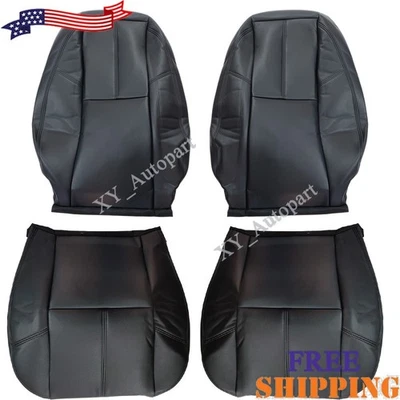 Driver Passenger Leather Seat Covers Black For 2007-14 Chevy Silverado 1500 2500 - Изображение 1 из 4