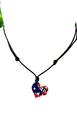 COLAR PINGENTE EM FORMA DE CORAÇÃO PORTO RICO ACETATO LEMBRANÇA BORICUA - Imagem 1 de 4