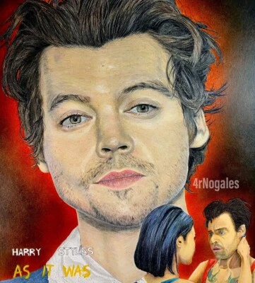 Ilustración original cantante músico Harry Styles Draw Foto 1 de 4