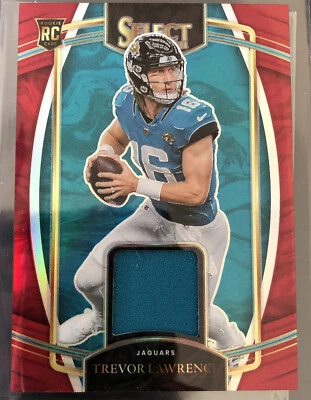 2021 Select Football Trevor Lawrence Red Prizm Rookie RC Patch Mem RSW-TLR - Image 1 of 4