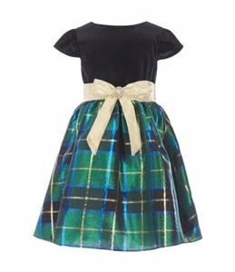 RARE EDITIONS Girls 16 Plaid Taffeta & Velvet Dress NWT $68 - Picture 1 of 2