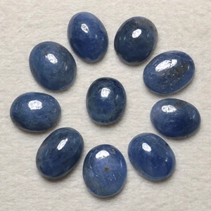 10 PC Natural Blue Sapphire Hi-Quality 8mm-9mm Oval Cabochon Untreated Gemstones - Picture 1 of 13
