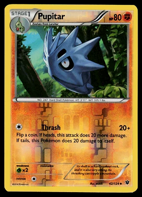 Pokemon - XY - Fates Collide Pupitar 42/124 Reverse Holo - NM - Image 1 of 2
