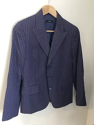 Isaia Napoli Wool Blue Purple Checkered 3 Button 100% Cotton Jacket 36R - Image 1 of 4