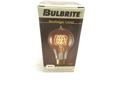 NOS! BULBRITE NOSTALGIC LOOP 40W A21 120V MEDIUM BASE EDISON BULB #134030 - Image 1 of 4