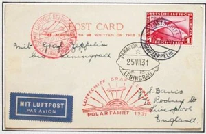 GERMANY to RUSSIA 1931 ZEPPELIN, Polarfahrt POLE Flight Card Leningrad ,Nutley - Picture 1 of 4
