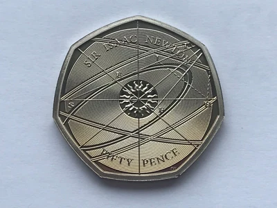 2017 PROOF SIR ISAAC NEWTON 50P FIFTY 50 PENCE COIN RARE EXTRA DOT BEFORE DATE - Image 1 of 4