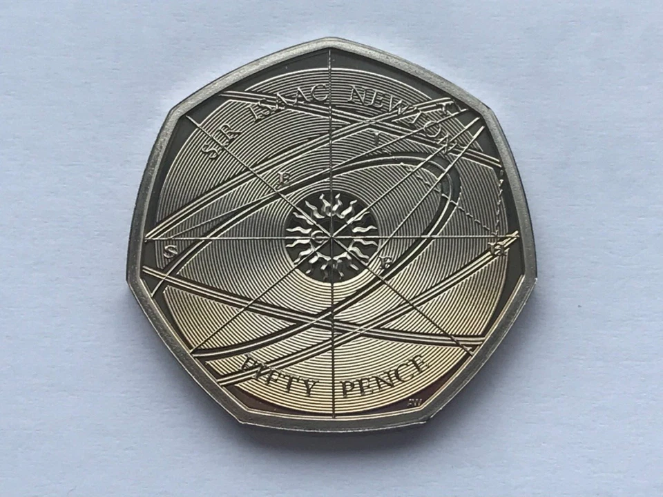 2017 PROOF SIR ISAAC NEWTON 50P FIFTY 50 PENCE COIN RARE EXTRA DOT BEFORE DATE - Image 1 of 4