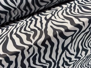 Power Mesh Net Stretch Spandex Fabric, Per Metre - Zebra Print - Black & White - Picture 1 of 3