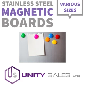 STAINLESS STEEL MAGNETIC NOTICE / MEMO BOARDS - AVAILABLE IN A1 A2 A3 A4 A5 - Picture 1 of 4