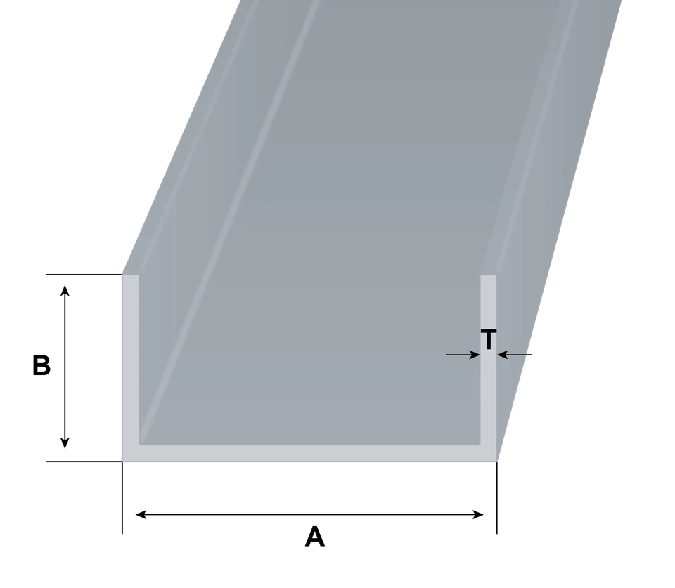 Aluminium U C Channel Unequal 50mm 2" Wide Base Multiple Sizes Available - Image 1 of 4