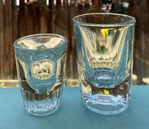 Vtg Shot Glass Pair Thick Heavy 971A - Picture 1 of 2