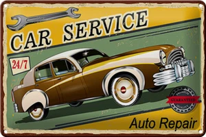 Blechschild Auto 30x20 cm Car Service 24/7 repair Geschenk Deko Schild tin sign - Picture 1 of 5
