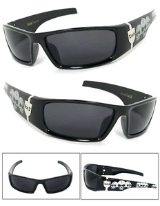 LOCS Motociclista Deportes Gangsta Hombres Envolvente Diseñador Gafas de Sol Negro Brillante LC55 - Imagen 1 de 2