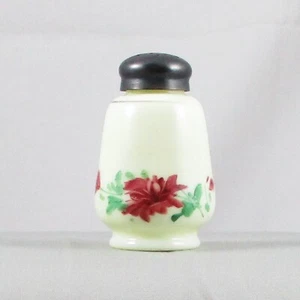 JEFFERSON OPTIC CUSTARD GLASS SHAKER WITH FLOWER DECORATION - Picture 1 of 6