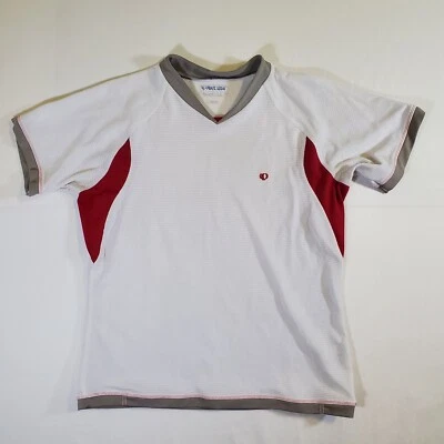 Pearl Izumi White Red Gray Logo Stretch 2007 L Cycling Sports Jersey T-Shirt Top - Image 1 of 4