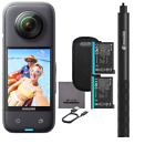 Insta360 X3 72MP Waterproof 5.7K 360° VR Camera + Selfie Stick + Extra Battery 