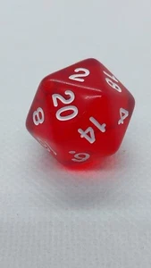 Basic D20 Die For RPGs D&D Crystal Clear Red - Picture 1 of 6