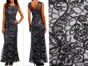 NWT IGNITE EVENINGS NY Sequin corded lace Soutache Sheath Dress Gown Size 12 - Picture 1 of 11