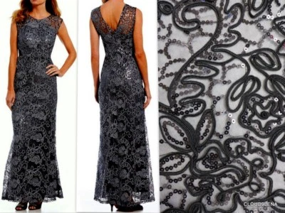 NWT IGNITE EVENINGS NY Sequin corded lace Soutache Sheath Dress Gown Size 12 - Image 1 of 4