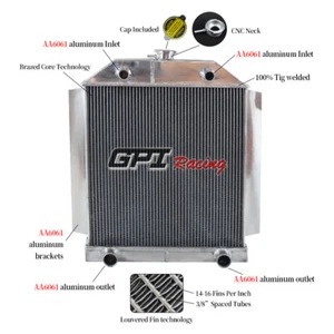 62MM Aluminum Alloy Radiator FOR Ford Car W/Flathead V8 Engine M/T 1949-1953 50 - Picture 1 of 5