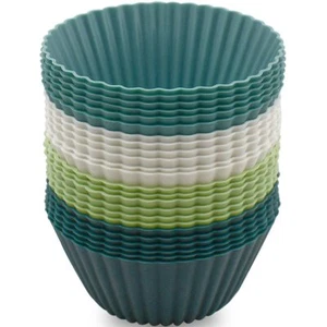 24 Pack Silicone Baking Cups Reusable Muffin Liners Non-Stick Cup Cake Molds ... - Picture 1 of 7