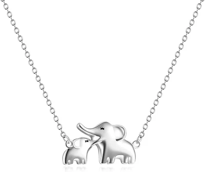 - Collana in Argento Sterling Con Elefante, Motivo: Mamma E Bambino - Immagine 1 di 4