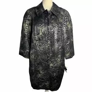 Vintage Anne Klein Metallic Over Coat M Black Silver Lame New - Picture 1 of 6