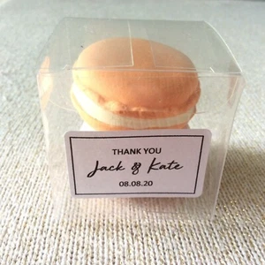 50x Clear PVC Wedding Favor Gift Boxes Personalised Thank You Gift Sticker Label - Picture 1 of 2