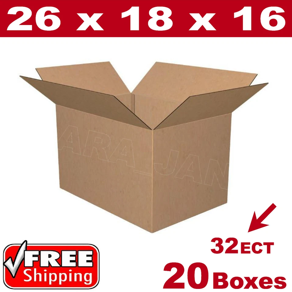 20 - 26x18x16 Cardboard Boxes Mailing Packing Shipping Box Corrugated Carton - Image 1 of 1