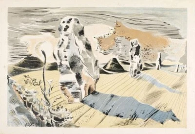 Paul Nash 1925 – Druid Landscape British Modernism Surreal Print Collectible - Image 1 of 2