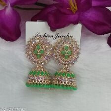 Green Ethnic western wear oxidized beaded jhumka jhumki earrings gift for her