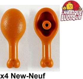 Lego 4X Food Chicken Turkey Drumstick Bone Dark Orange 42876