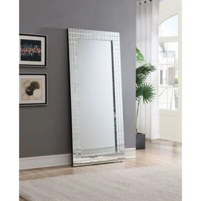 Espejo de piso Dominic Accent 32x71", marco biselado, estilo mosaico, sin montaje Foto 1 de 4